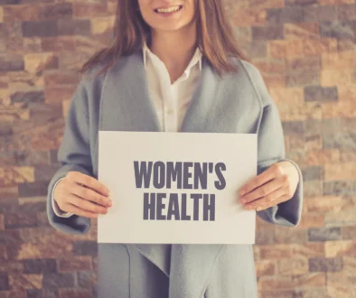 Woman presenting women's health CONCEPT