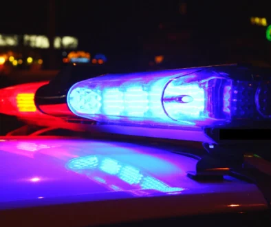 Police lights by night