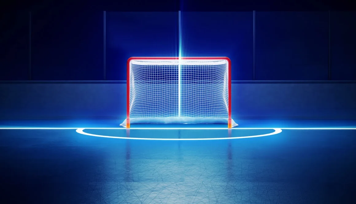 hockey ice rink and goal