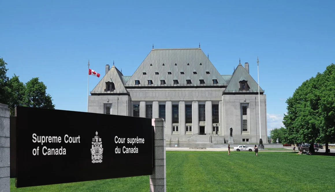 OTTAWA - JUNE 2017: The Supreme Court of Canada is the highest court in Canada, and its building in Ottawa is just up the street from Parliament, behind a long lawn.