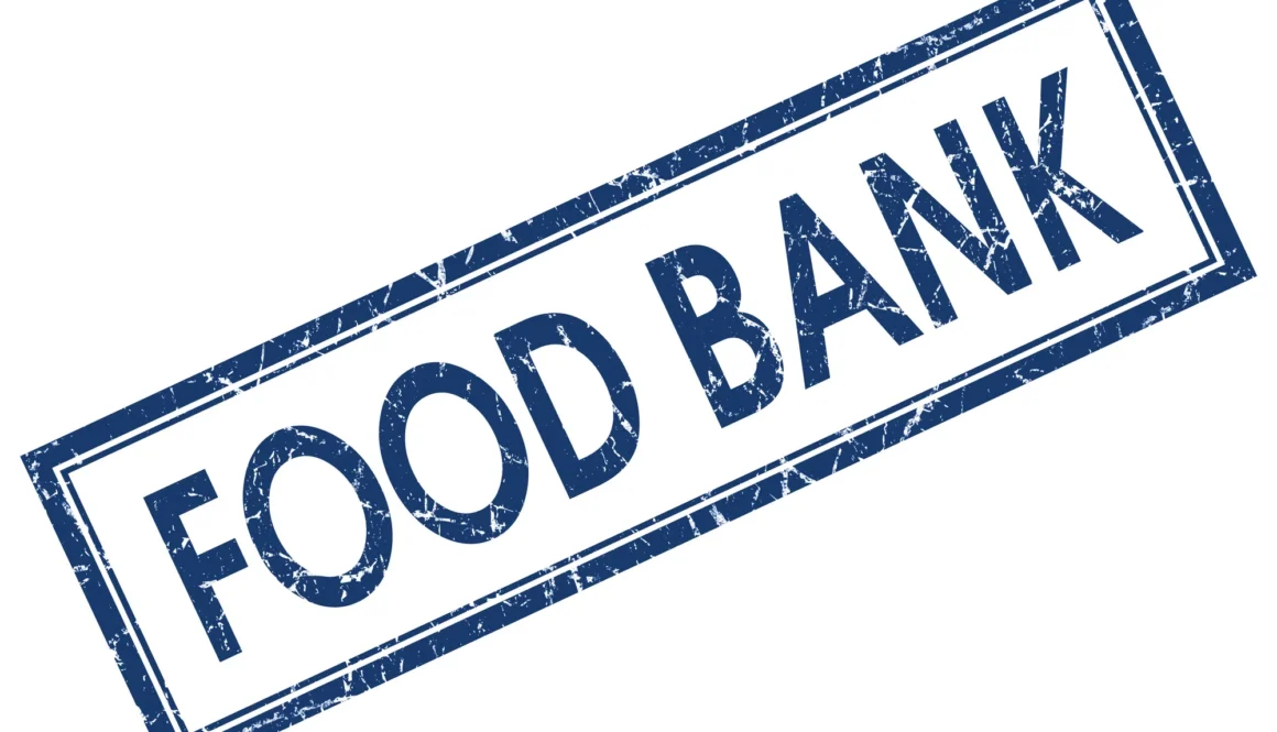 food bank blue square stamp isolated on white background