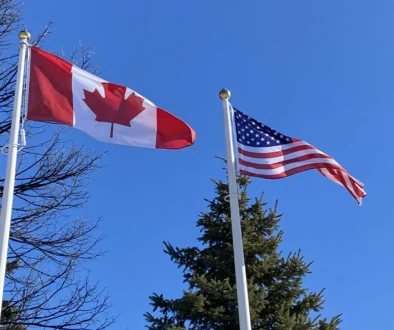 Canada U.S. flags in Fort Frances (1)
