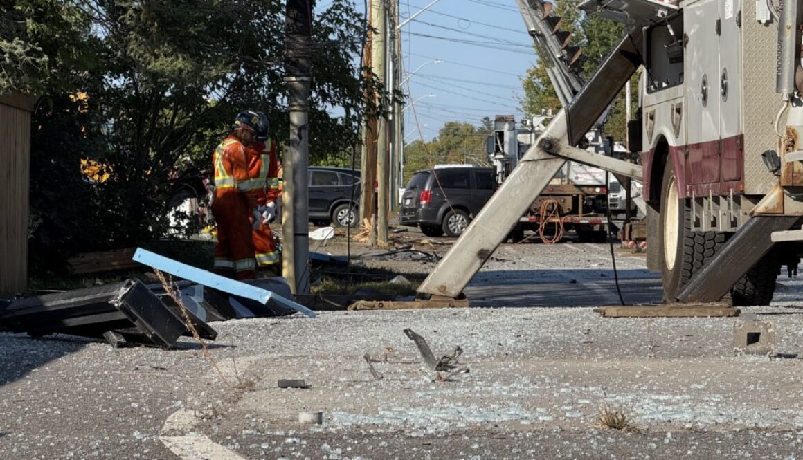 Destroyed bus shelter