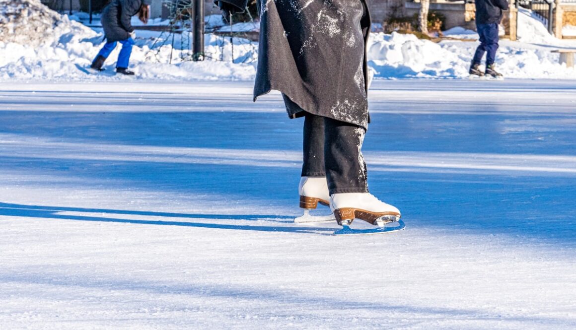 a person on a skateboard on a frozen lake