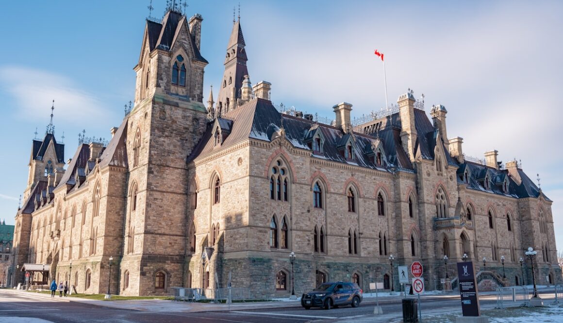 The canadian parliament building stands tall.