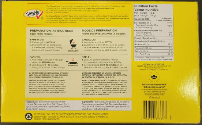 No name frozen burgers (January 29026) (Image: Health Canada)