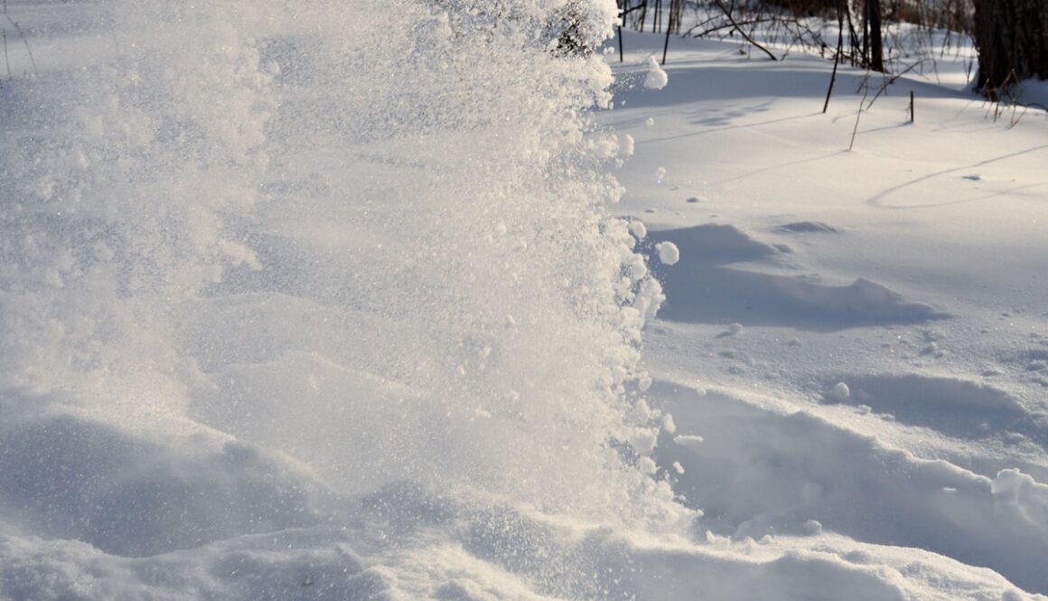 a person riding skis on a snowy surface