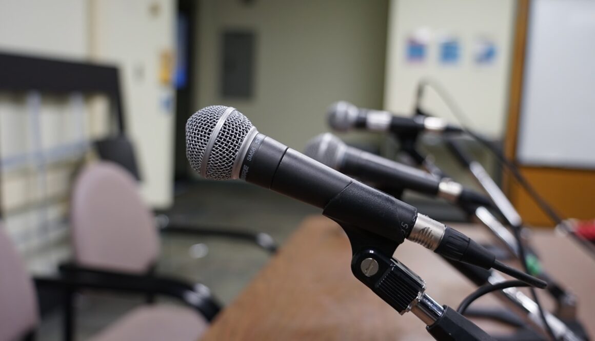 a microphone on a stand