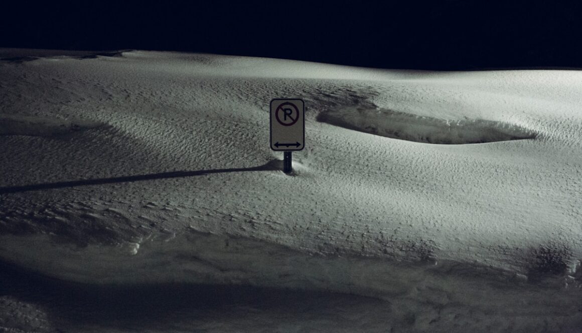 No Parking signage on landscape field