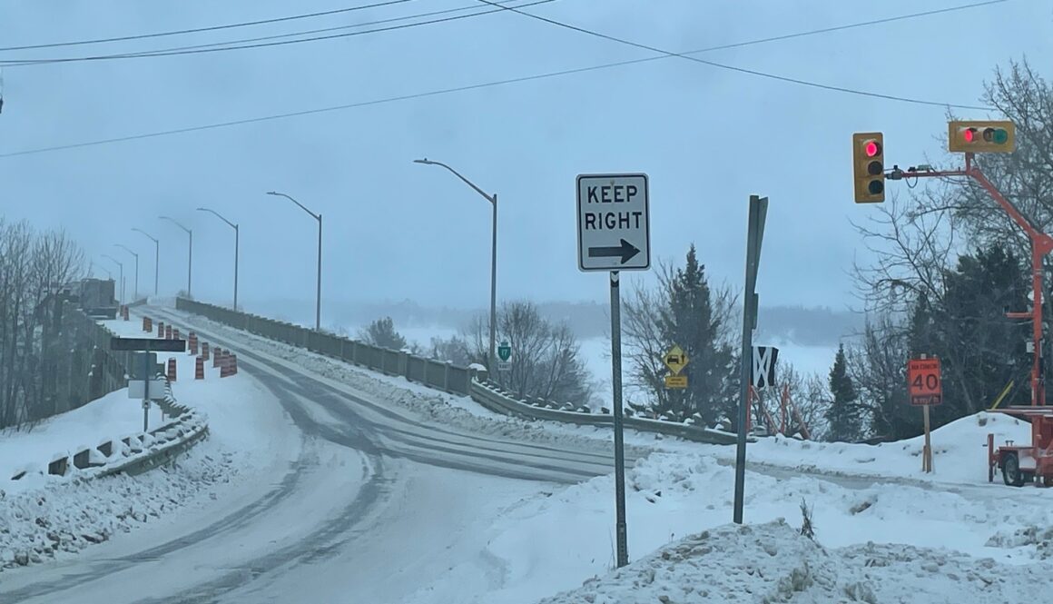 keewatin channel bridge snow