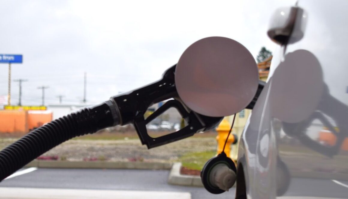 a gas pump is shown at a gas station