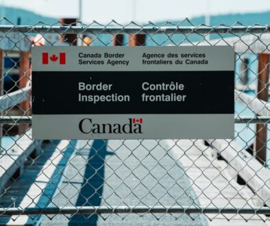 blue and white metal fence