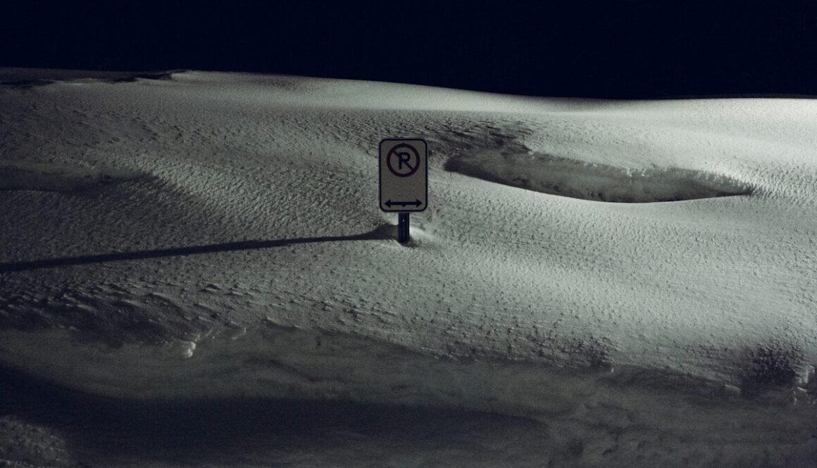 No Parking signage on landscape field