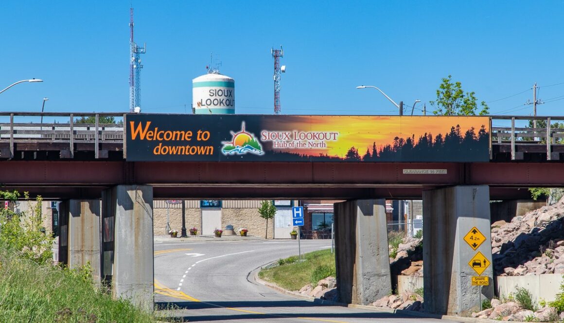 Sioux Lookout Welcome Sign Summer Water Tower