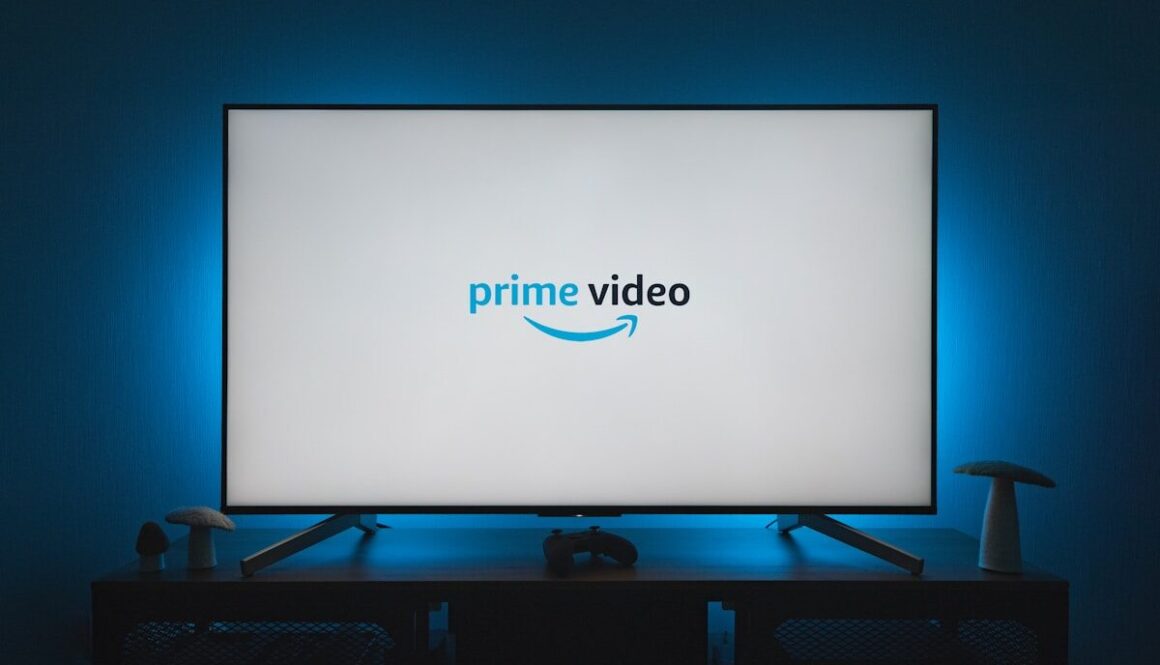 a television screen with the prime video logo on it