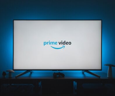a television screen with the prime video logo on it