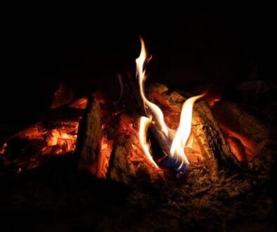 a close up of a fire in the dark