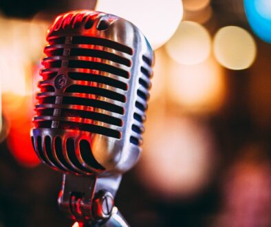 bokeh photography of condenser microphone