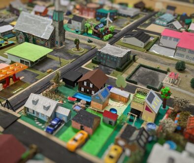 A model of a city with lots of buildings